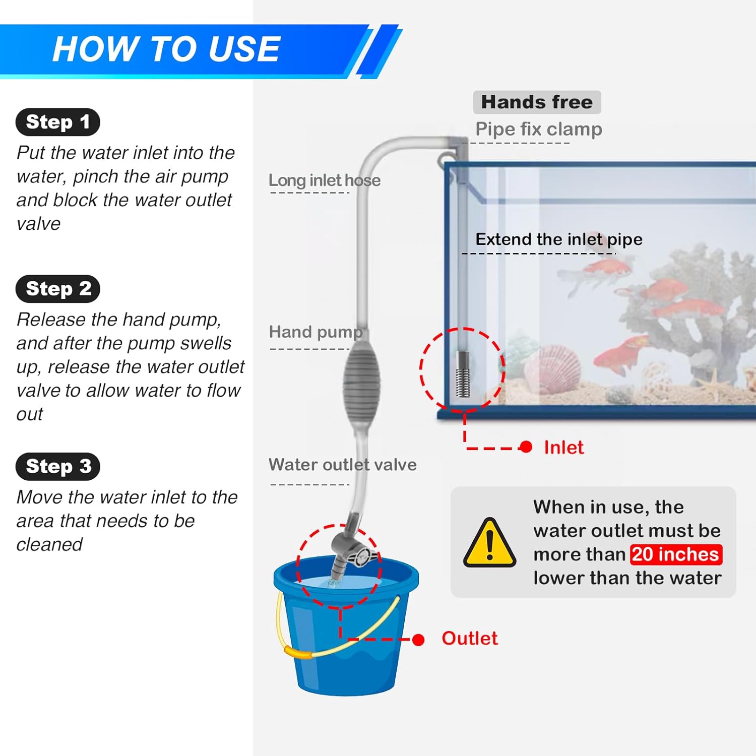 Большой аквариумный сифон, вак – обзор и цена Cleaner Fish Aquarium